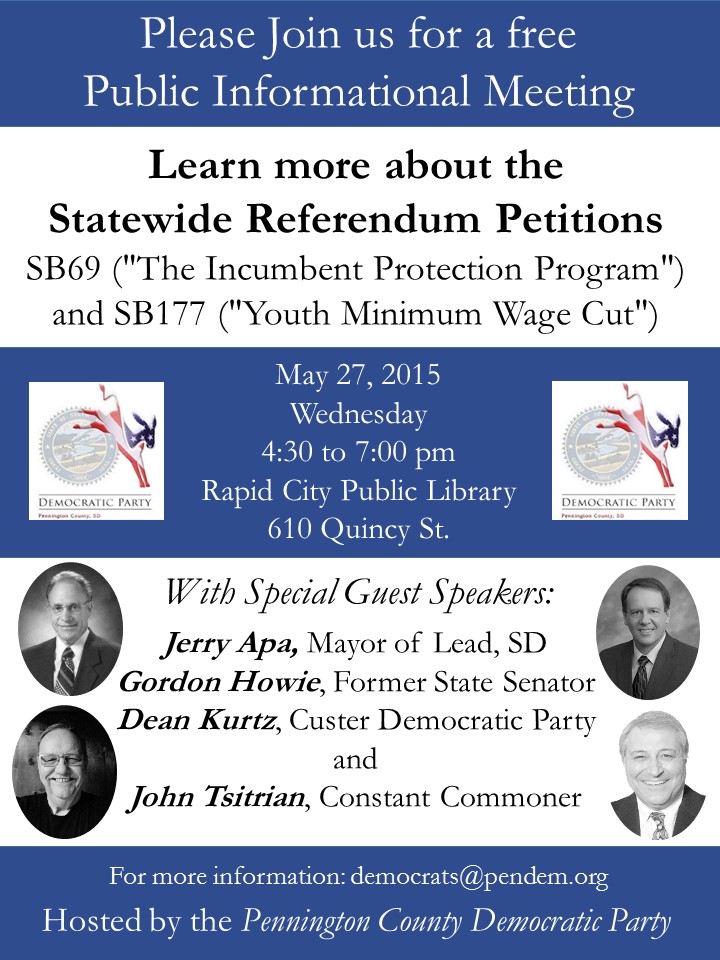 Public information session, statewide referenda, SB 69 and SB 177, Rapid City, May 27, 2015