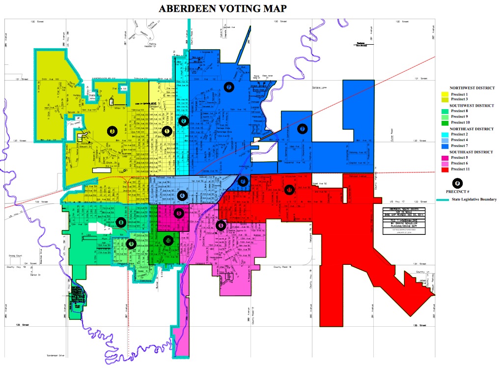 Aberdeen SD voting precincts and city council districts