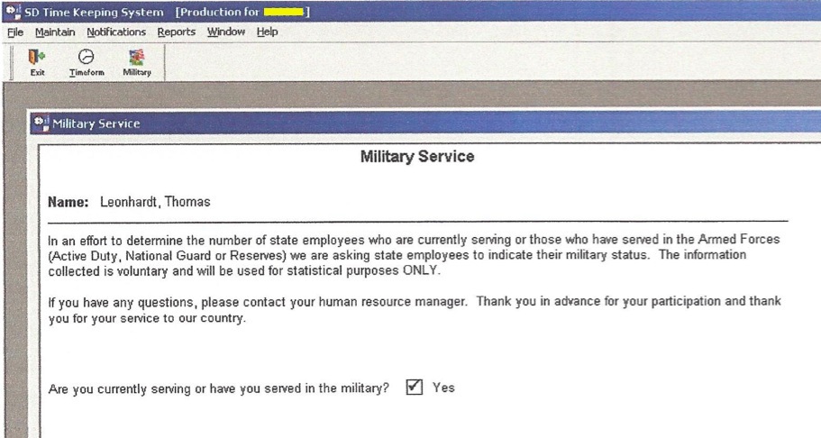 SD Time Keeping System, Military tab, screen cap by Thomas Leonhardt