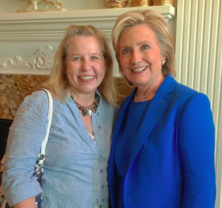 SDDP chair Ann Tornberg with Hillary Clinton, Sioux City, Iowa, 2015.06.13—photo submitted by reader.