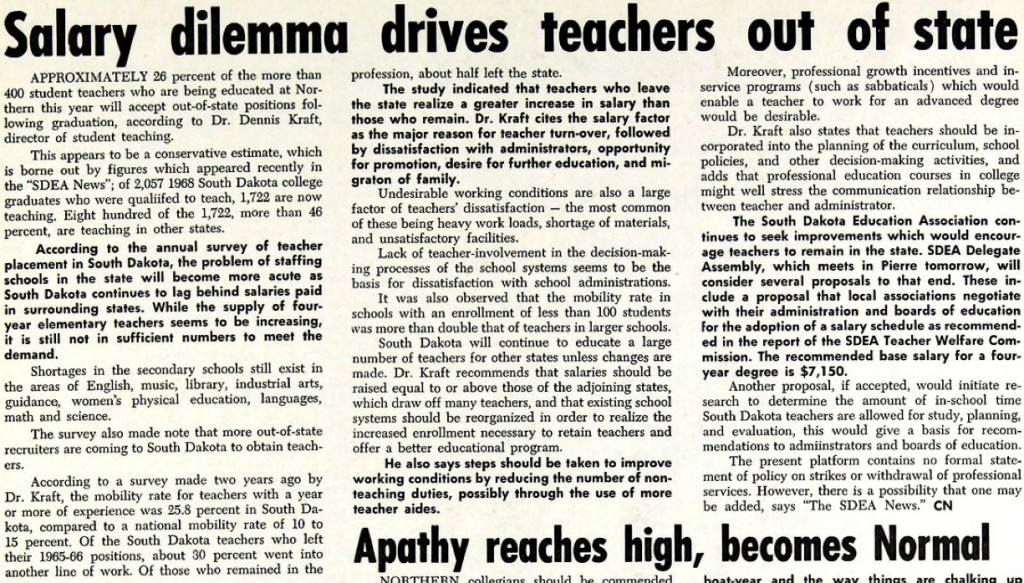 CN, "Salary Dilemma Drives Teachers out of State," NSC Exponent, 1968.11.15 (click to embiggen!)