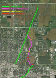 Proposed Northeast Connector joining Moccasin Creek and Ordway trails, Aberdeen, South Dakota.