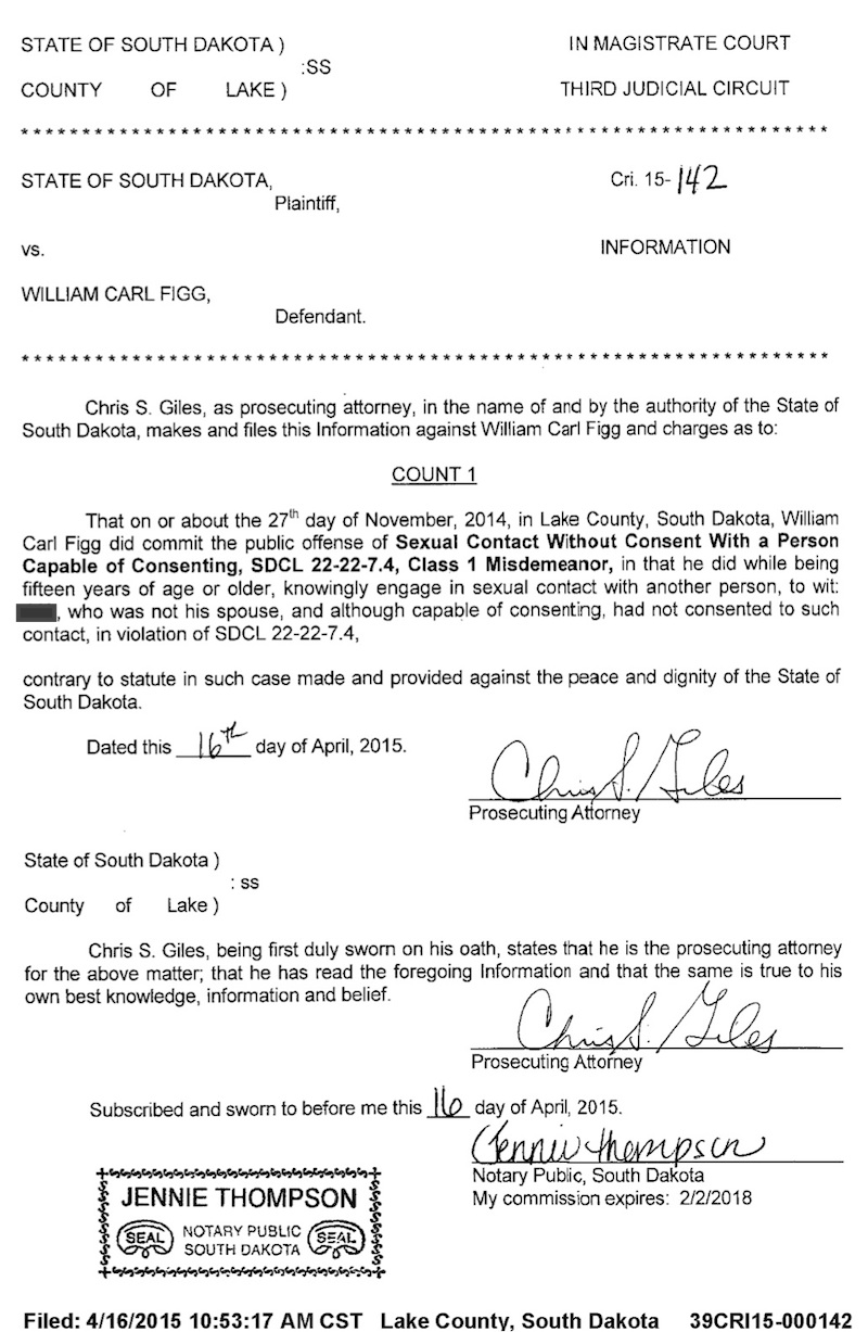 Charge against William C. Figg, 2015.04.16