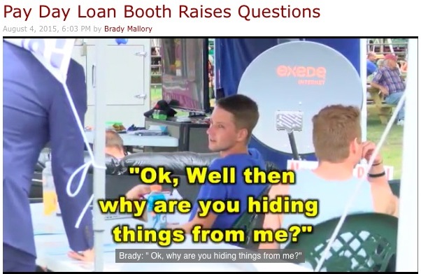 Brady Mallory asks Lisa Furlong's fake petitioners the best question of the week: "Why are you hiding things from me?" Screen cap, KELO-TV, 2015.08.04.