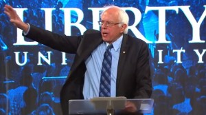 Sen. Bernie Sanders speaks at Liberty University, 2015.09.14. Screen cap from YouTube.