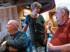 SDGOP chair Pam Roberts visits with the party faithful at the Brown County Republicans Reagan Lunch, at Mavericks, Aberdeen, South Dakota, 2015.09.10.