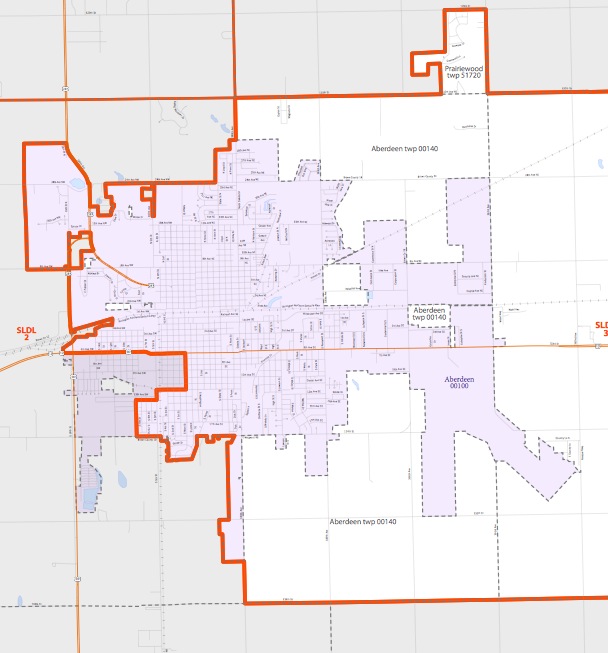 Aberdeen as gerrymandered between District 2 and District 3, 2011