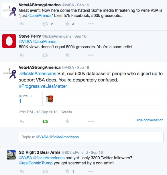V4SA Tweet vs no members claim