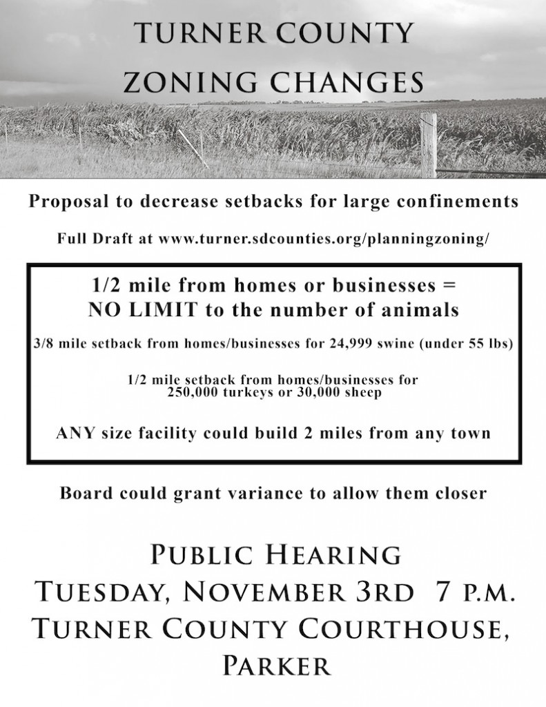 Turner County zoning hearing flyer, circulated October 2015