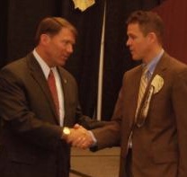 Governor Mike Rounds and Bureau of Indian Education director Keith Moore, honored at SD Indian Education Summit, Oct 2010. Photo by Lakota Country Times.