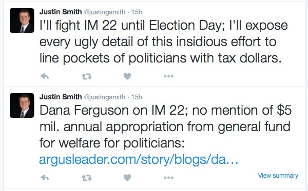 Justin Smith against IM22 on Twitter