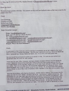 Tom Imber to Chuck Brennan, email, 2015.04.27, in Chuck Brennan Affidavit, 2015.09.28, Exhibit A, p. 2.