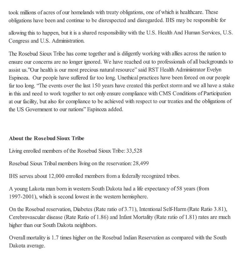 Rosebud Sioux Tribe press release, 2015.12.03, p. 2.