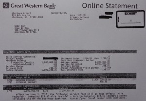 Great Western Bank statement, SDRC Inc commercial savings account, 2015.03.31; presented as Exhibit C in state's motion for preliminary injunction, State of South Dakota v. SDRC Inc., 32CIV15-000270, 2015.12.04