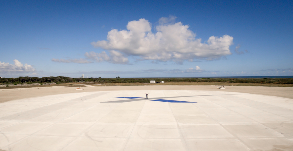 SpaceX Landing Zone 1, where the Falcon 9 first stage landed December 21, 2015. See that person in the center? Imagine standing there and seeing the ball of fire rocketing toward you for landing.