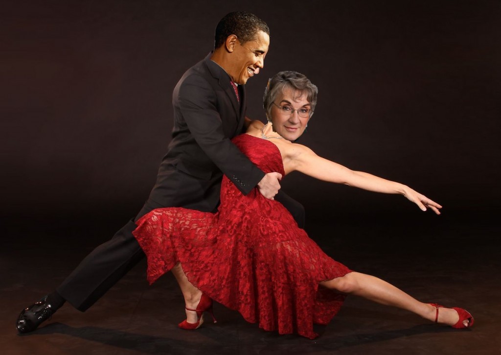 Barack Obama and Betty Olson dancing