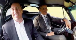 President Obama, at the wheel for one more year. (Screen cap, with Jerry Seinfeld, Comedians in Cars Getting Coffee, Dec 2015)