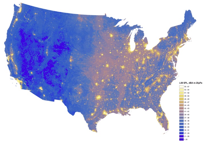 Map of noise levels, National Park Service