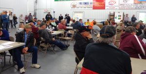 Over 120 interested citizens listen to a presentation from Battelle and the US Energy Dept. on the Deep Borehole Field Test in Redfield, SD, 2016.04.28.