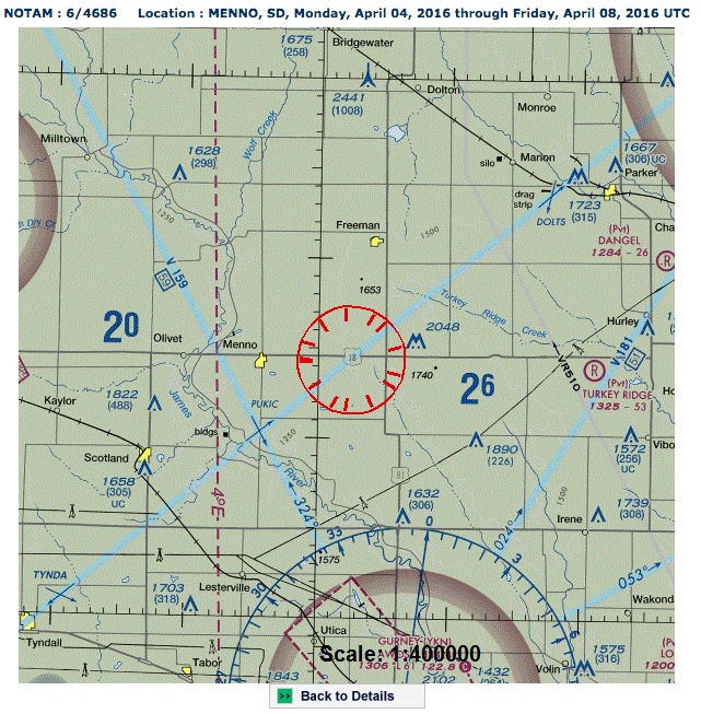 Site of Keystone pipeline spill and 3-mile no-fly zone requested by TransCanada, 2016.04.04.