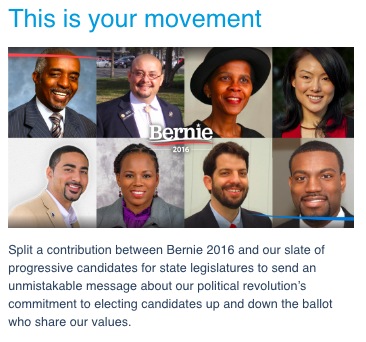 Bernie for State Candidates, ActBlue screen cap, 2016.05.25