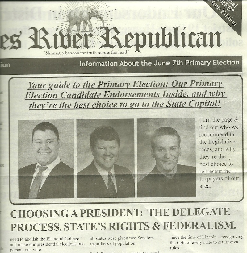 clip from "James River Republican" campaign newsletter, June 2016