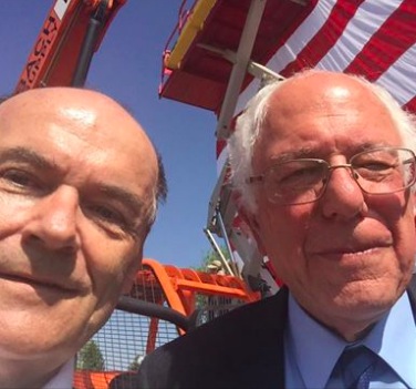 "Good work, Bernie. Now let's get behind Hillary!" Jay Williams and Bernie Sanders, from Williams campaign FB, Rapid City, SD, 2016.05.12.