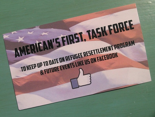 American's First, Task Force card, distributed at Aberdeen Ramkota, 2016.08.11.