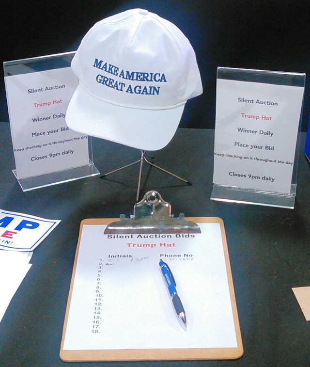Trump cap silent auction, Brown County Fair, 2016.08.18.