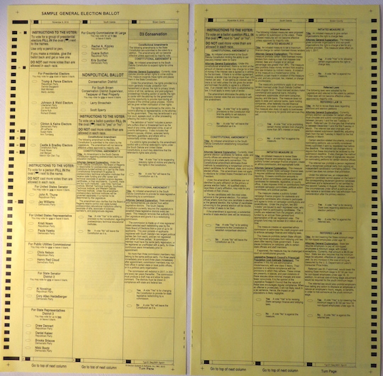 South Dakota District 3 Sample ballot (click to view full-size image!)