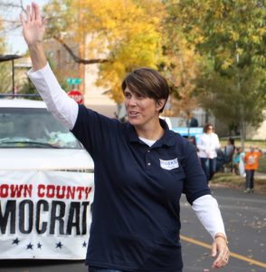 Paula Hawks, our Democratic candidate for U.S. House, leads the Democratic parade entry.