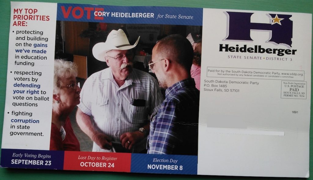 SDDP postcard for CAH, District 3, late October 2016