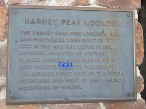 Harney Peak Lookout plaque, with revised altitude
