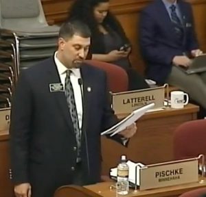 Rep. Tom Pischke, House floor debate, 2017.01.18. Screen cap from SDDP.