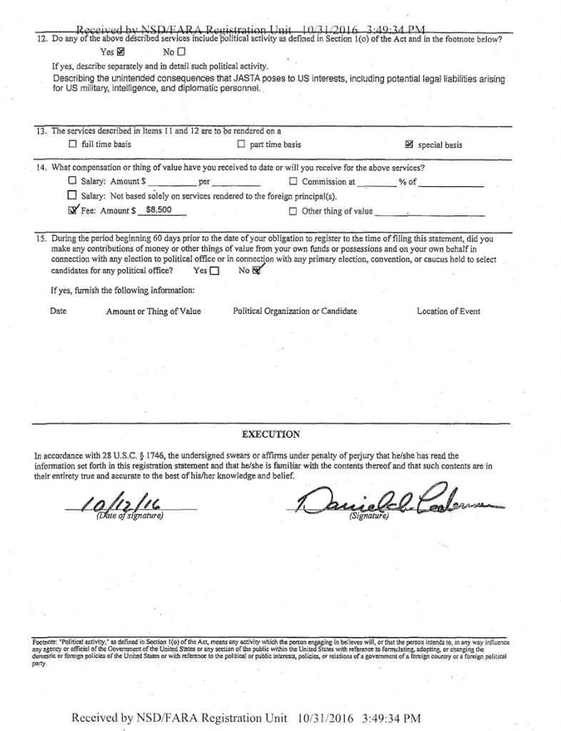 Dan Lederman to USDOJ, Registration as foreign agent, signed 2016.10.12, p.2.