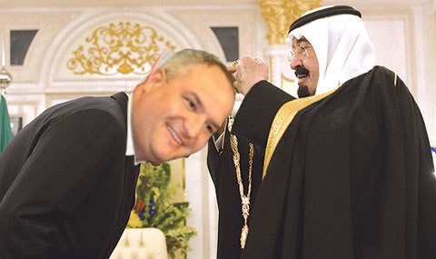 Dan Lederman bowing to Saudi prince