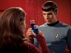 Romulan Commander and Spock on the Romulan flagship, stardate 5027.3.