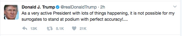 Donald Trump, Tweet, 2017.05.12 06:59 EDT.