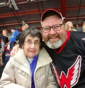 Tom Black and his mom at a Wings game. Photo from Tom Black campaign FB page, 2017.05.07