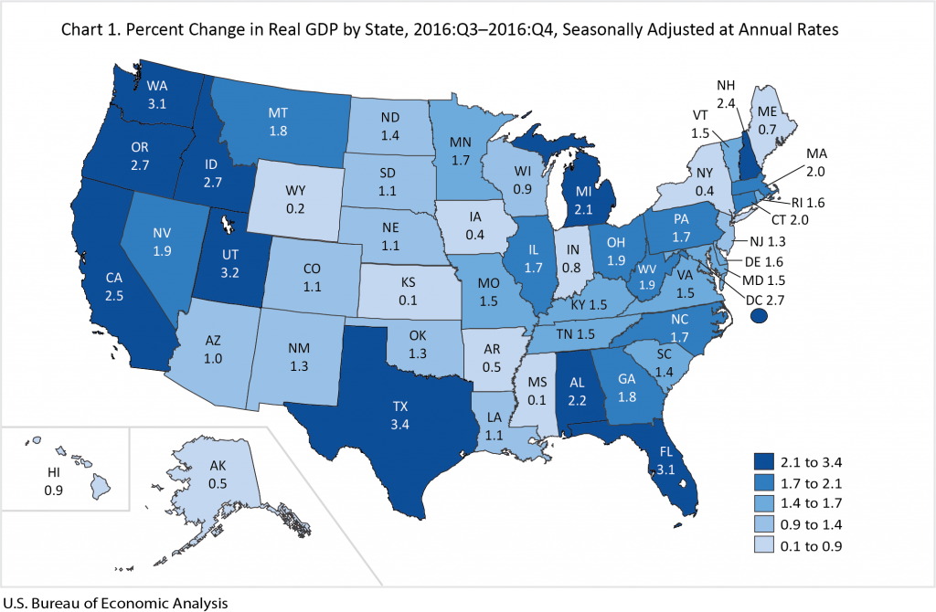 BEA, "Percent Change in Real GDP by State, 2016:Q3–2016:Q4, Seasonally Adjusted at Annual Rates," 2017.05.11.