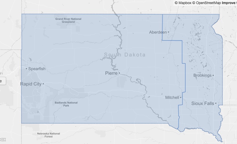 Jeffrey B. Lewis, Congressional district map of South Dakota, 90th–92nd Congresses.