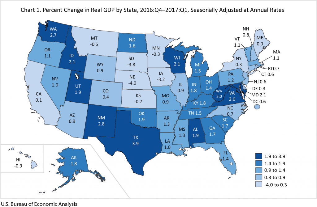 US GDP by state, 2017 Q1