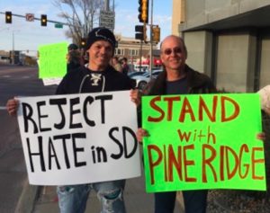 Protesting racism on Minnesota Avenue, Sioux Falls, SD, 2017.10.13. Photo by Carrie Johnson.