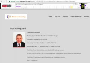 Don Kirkegaard at Dakota Educational Consulting; screen cap, Internet Archive Wayback Machine cached edition, Wayback date 2015.02.06; screen cap 2017.11.13.