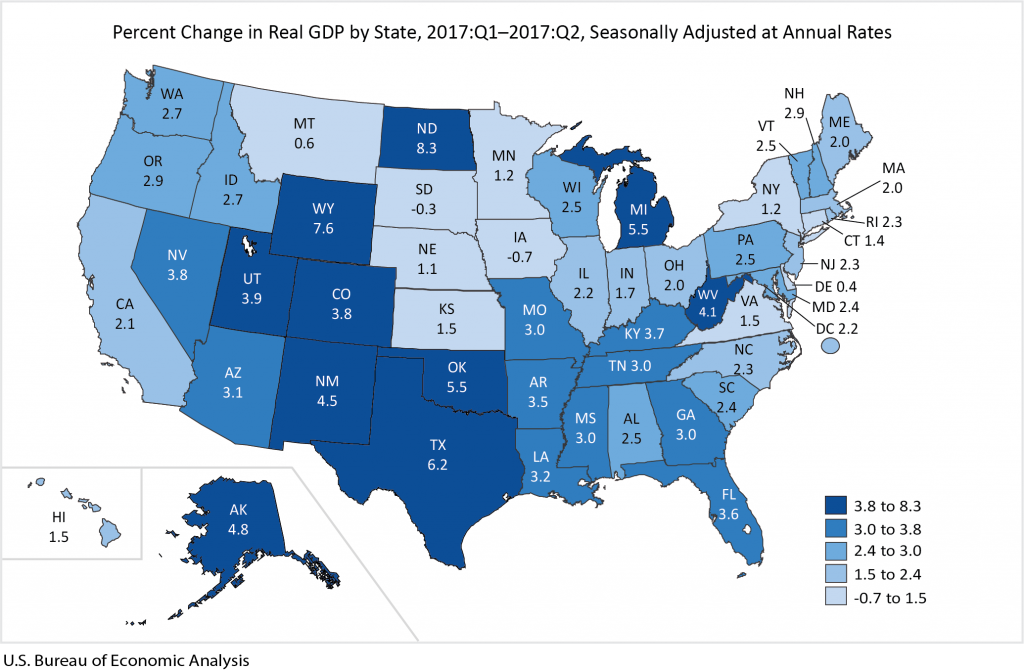 Bureau of Economic Analysis, GDP by State 2017 Q2, 2017.11.21.