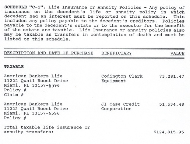 Probate 94-3017, taxable life insurance or annuity transfers, not date stamped.