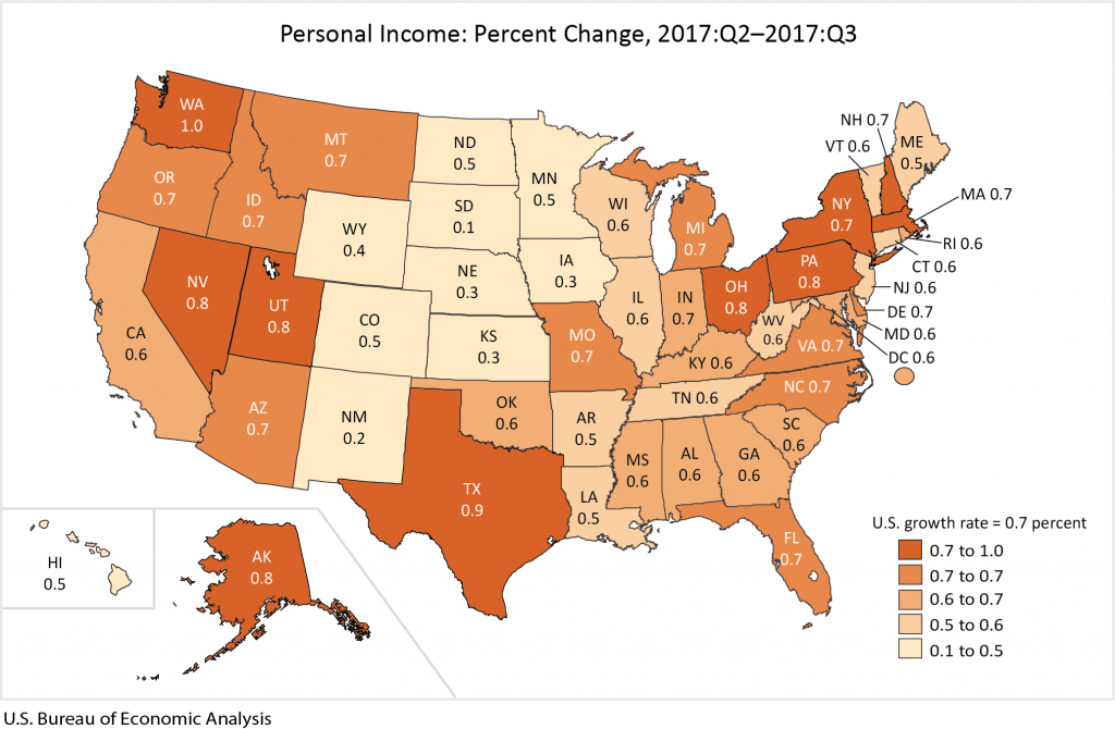 Bureau of Economic Analysis, "State Personal Income: Third Quarter 2017," 2017.12.20. (click to embiggen!)