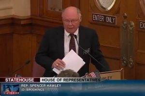 Rep. Spencer Hawley fouls up HB 1286; screen cap, SDPB video, 2018.02.23.