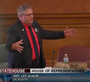 "It's manure for crying out loud!" Rep. Lee Qualm, floor debate on HB 1184, screen cap from SDPB, 2018.02.13.