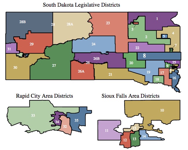 South Dakota Legislative Districts, 2018